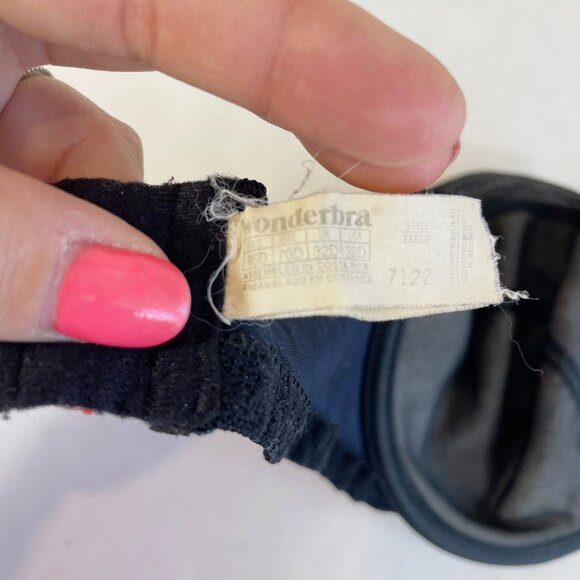 Wonderbra Underwired Push-Up Bra Black 32D Womens Lightly Lined Vintage Lingerie - Picture 5 of 8